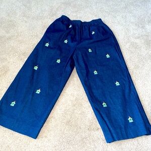 Alfred Dunner Embroidered Birdhouse Pull On Elastic Waistband Crop‎ Pants 8P